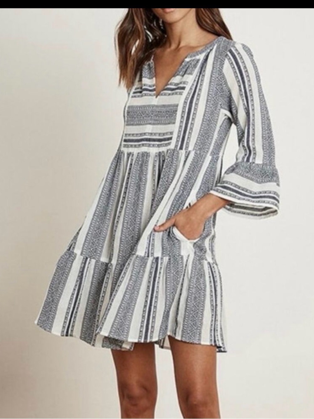 Velvet by Graham & Spencer Cambia White and Blue Striped Dress